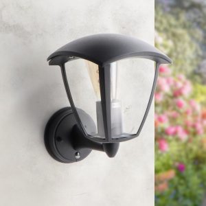 Foto principale Lanterna da parete Ronse Nera IP44 1 x E27 con sensore di movimento M LEDME