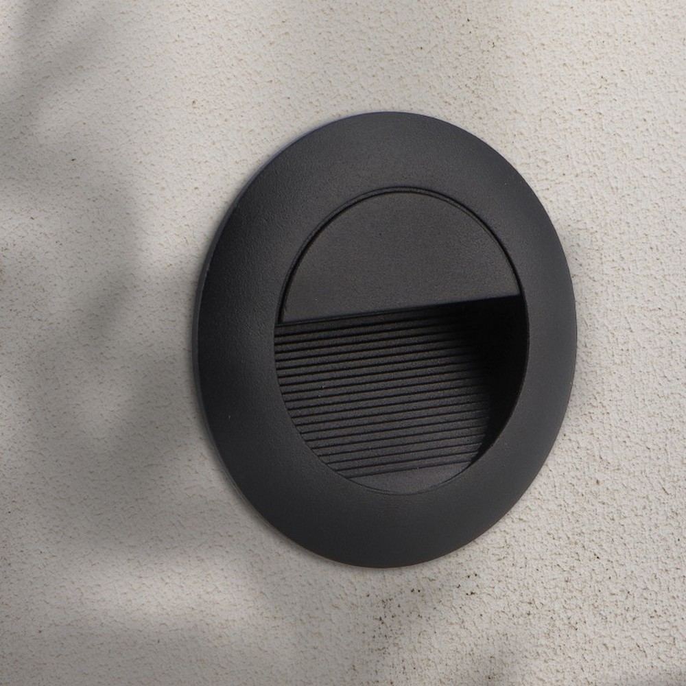 Segnapasso Led Circle 3W Nero da incasso a parete Rotondo IP54 Bianco caldo 3000K M LEDME - Foto 2