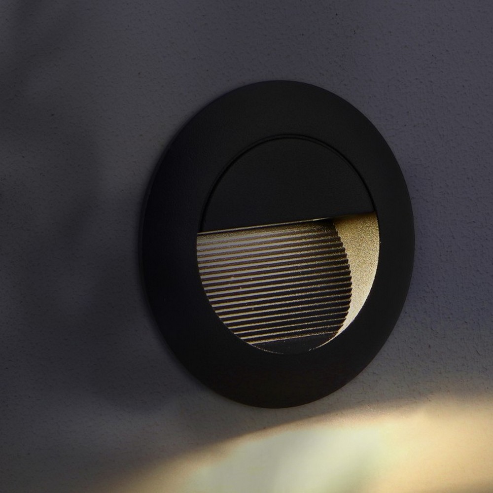 Segnapasso Led Circle 3W Nero da incasso a parete Rotondo IP54 Bianco caldo 3000K M LEDME - Foto 3