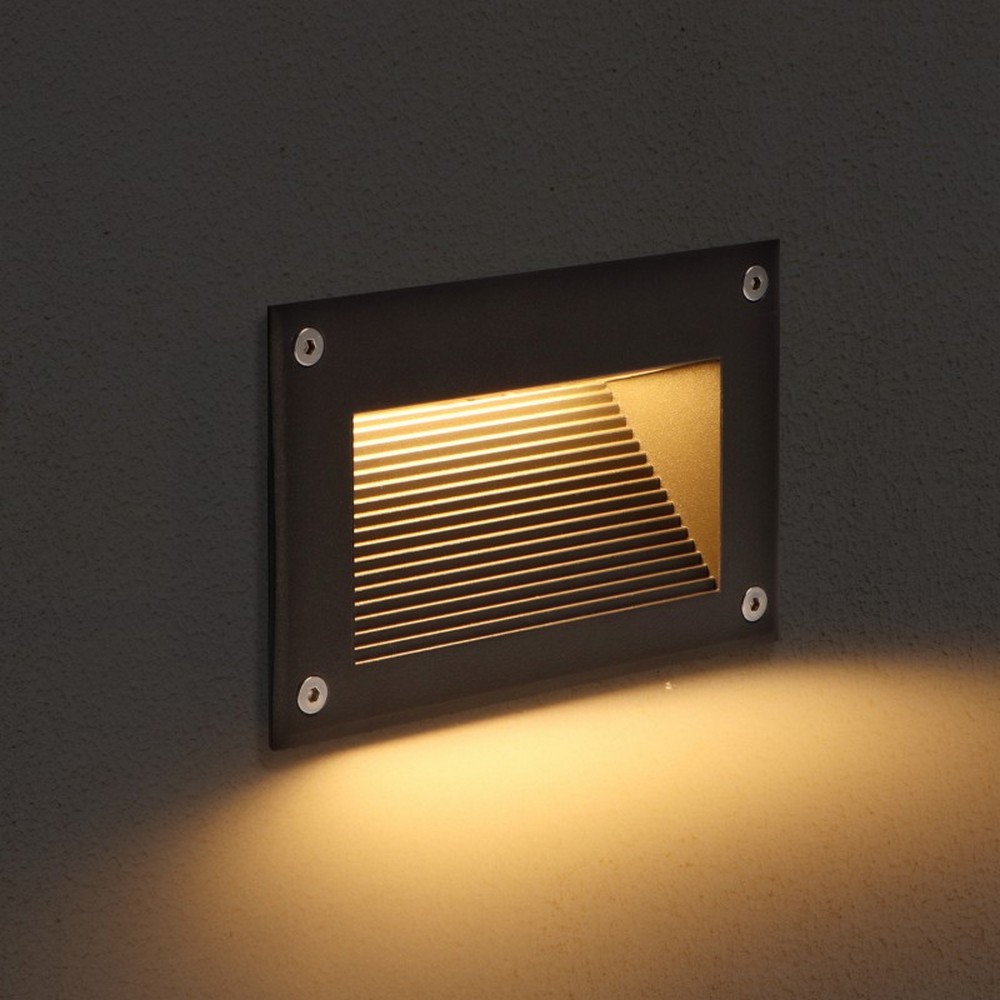 Segnapasso Led Desan 7W Nero da incasso a parete Rettangolare IP65 Bianco caldo 3000K M LEDME - Foto 3