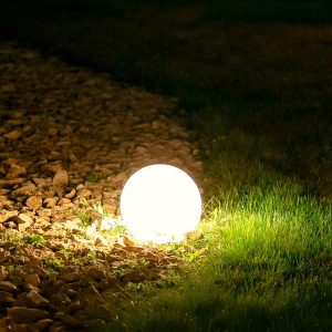 Foto principale Sfera Led Ball luminosa decorativa da giardino 1W Bianca con pannello solare 200×200 mm IP44 Bianco caldo 3000K M mimotec