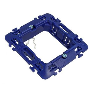Foto principale Supporto portafrutti 2 moduli 502 in plastica trasparente blu compatibile anche con BTicino Livinglight