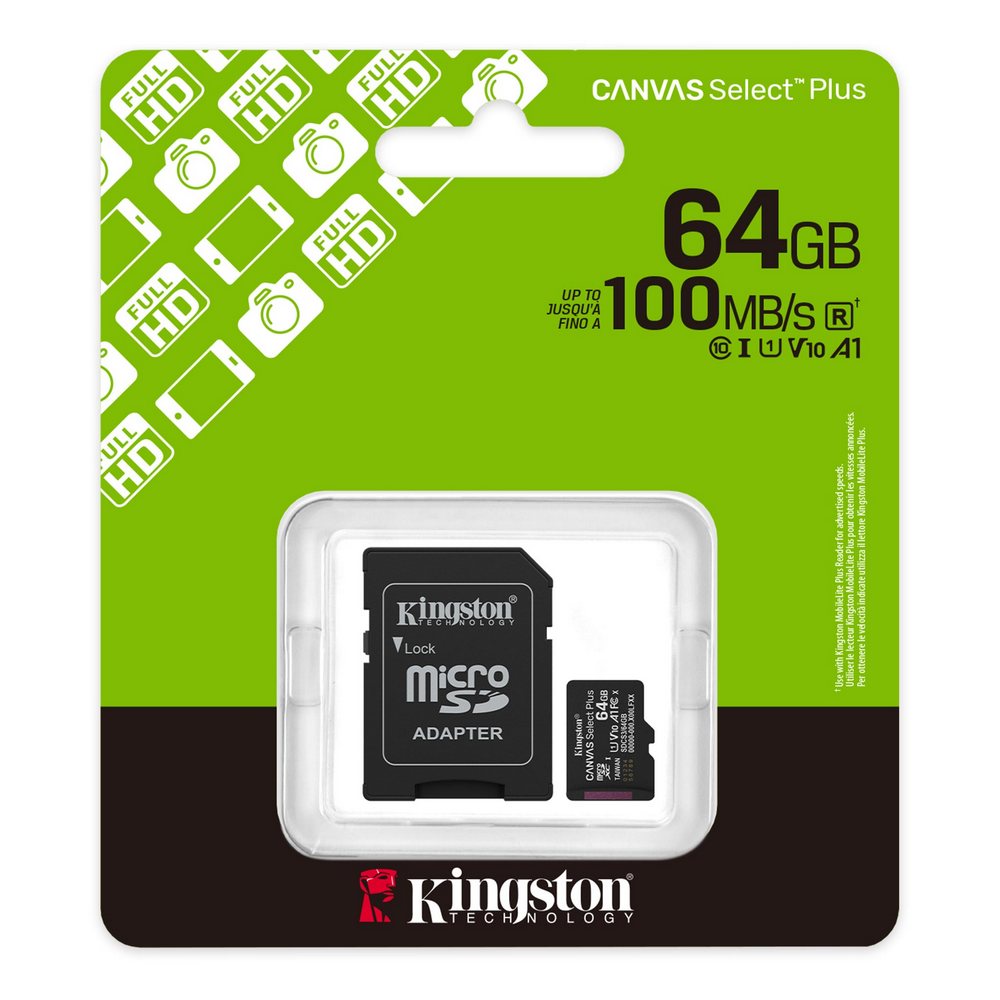Foto principale Scheda di memoria Kingston Micro SD XC 64GB SDCS3 100MB/s con adattatore SD