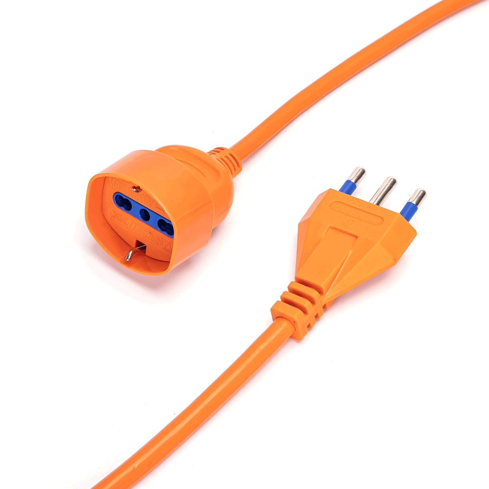 Cavo prolunga elettrico da 20m – Spina 16A 2P+T e Presa Schuko+Bipasso 16A 2P+T Arancione Aigostar - Foto 1