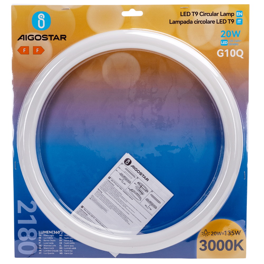 Circolina Led G10Q T9 37cm da 20W in plastica Bianco caldo 3000K Aigostar - Foto 5