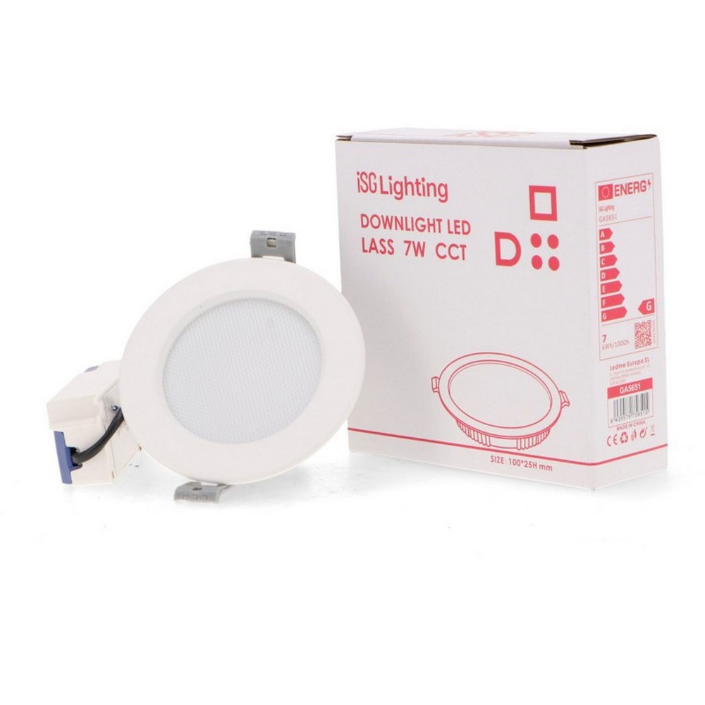 Faretto Led da incasso Lass 7W Rotondo Cornice bianca Apertura 120 gradi CCT temperatura colore regolabile iSG Lighting - Foto 2