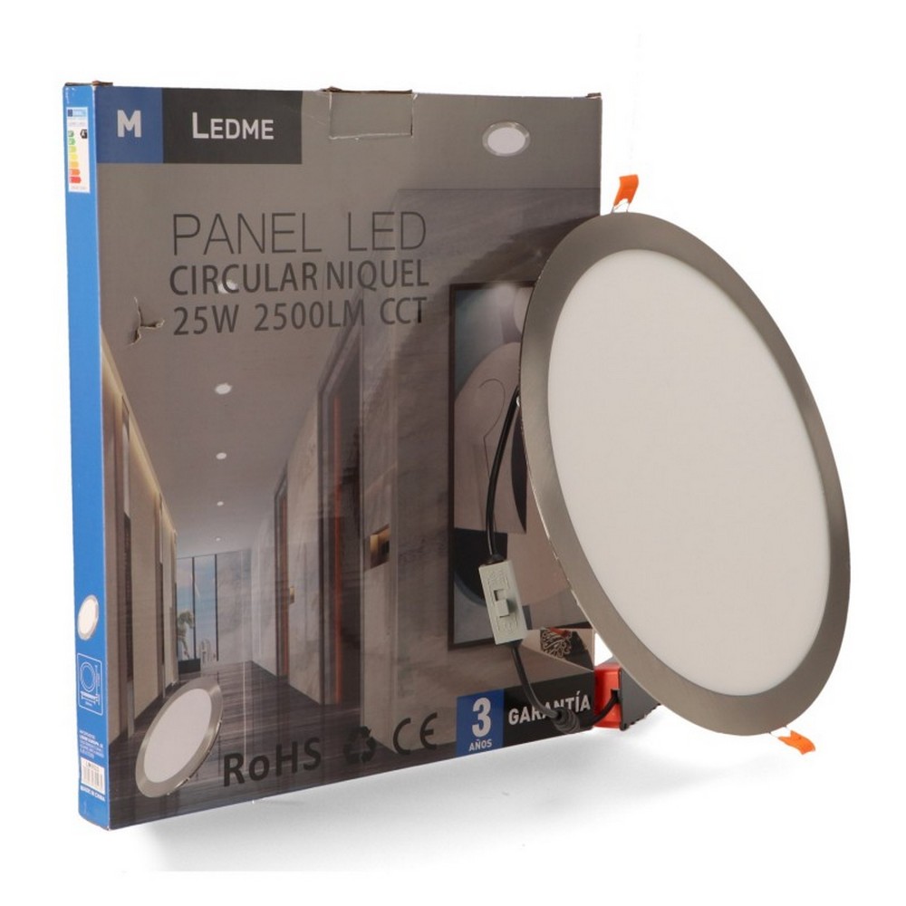 Faretto Led da incasso Nickel 25W Rotondo Cornice argento Apertura 120 gradi CCT temperatura colore regolabile M LEDME - Foto 2