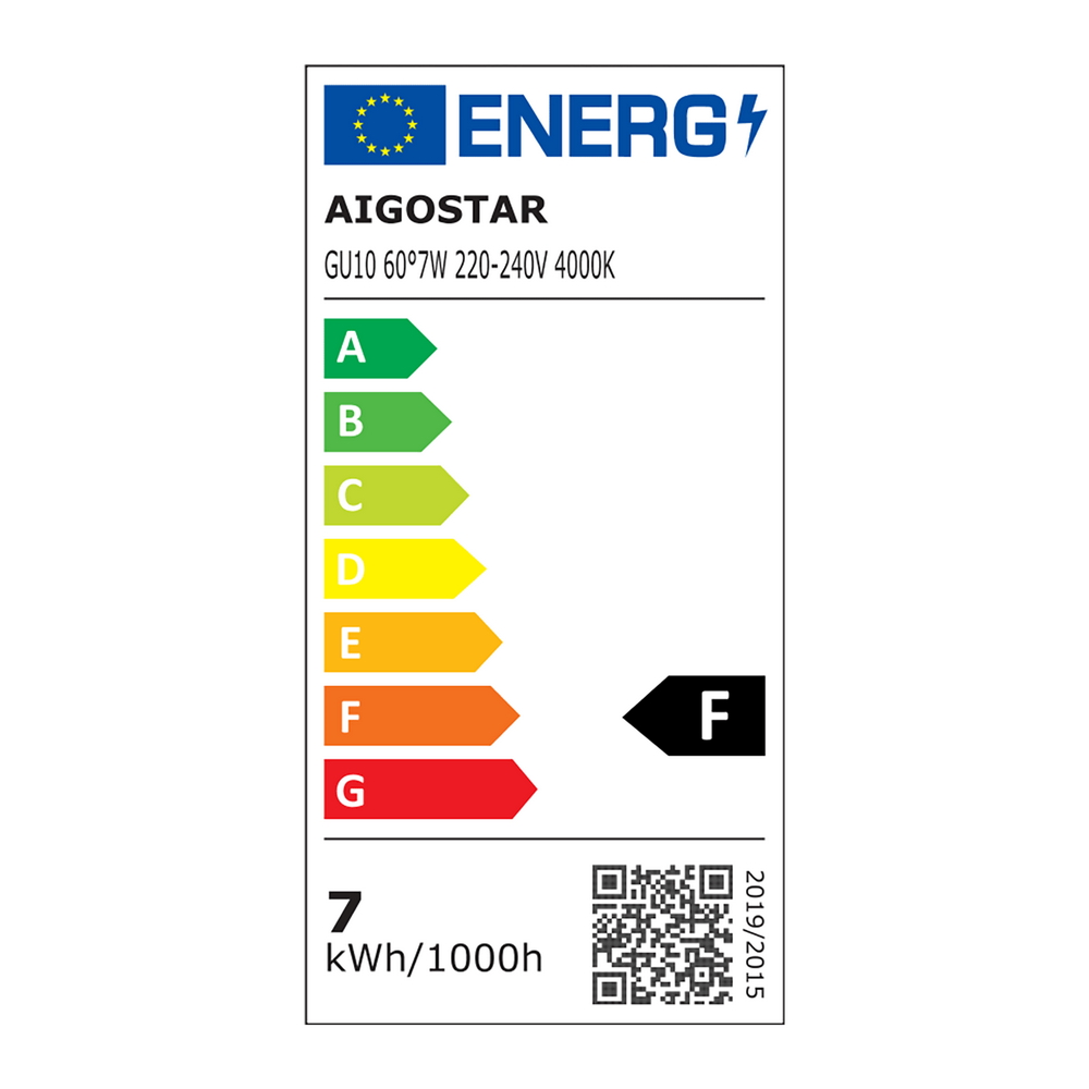 Faretto Led GU10 7W COB Apertura 63 gradi Bianco neutro 4000K Aigostar - Foto 4