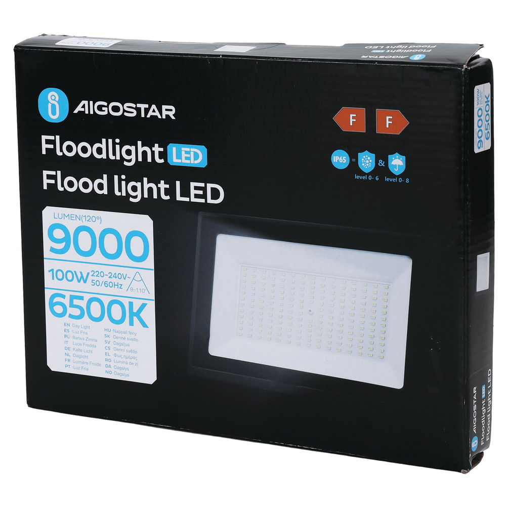 Faro proiettore Led Slim 100W Nero da esterno IP65 Bianco freddo 6500K Aigostar - Foto 3