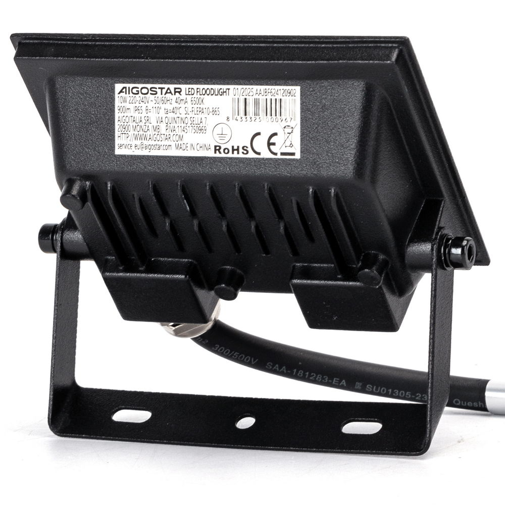 Faro proiettore Led Slim 10W Nero da esterno IP65 Bianco freddo 6500K Aigostar - Foto 3