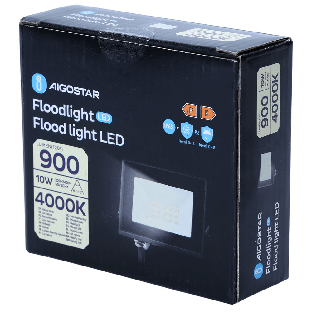 Faro proiettore Led Slim 10W Nero da esterno IP65 Bianco neutro 4000K Aigostar - Foto 4