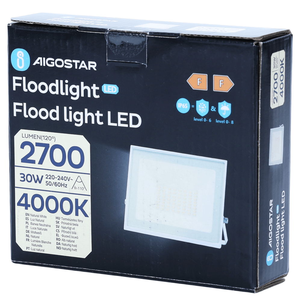 Faro proiettore Led Slim 30W Bianco da esterno IP65 Bianco neutro 4000K Aigostar - Foto 4