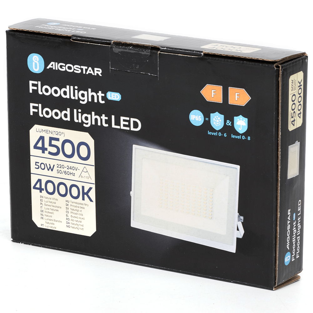 Faro proiettore Led Slim 50W Bianco da esterno IP65 Bianco neutro 4000K Aigostar - Foto 4
