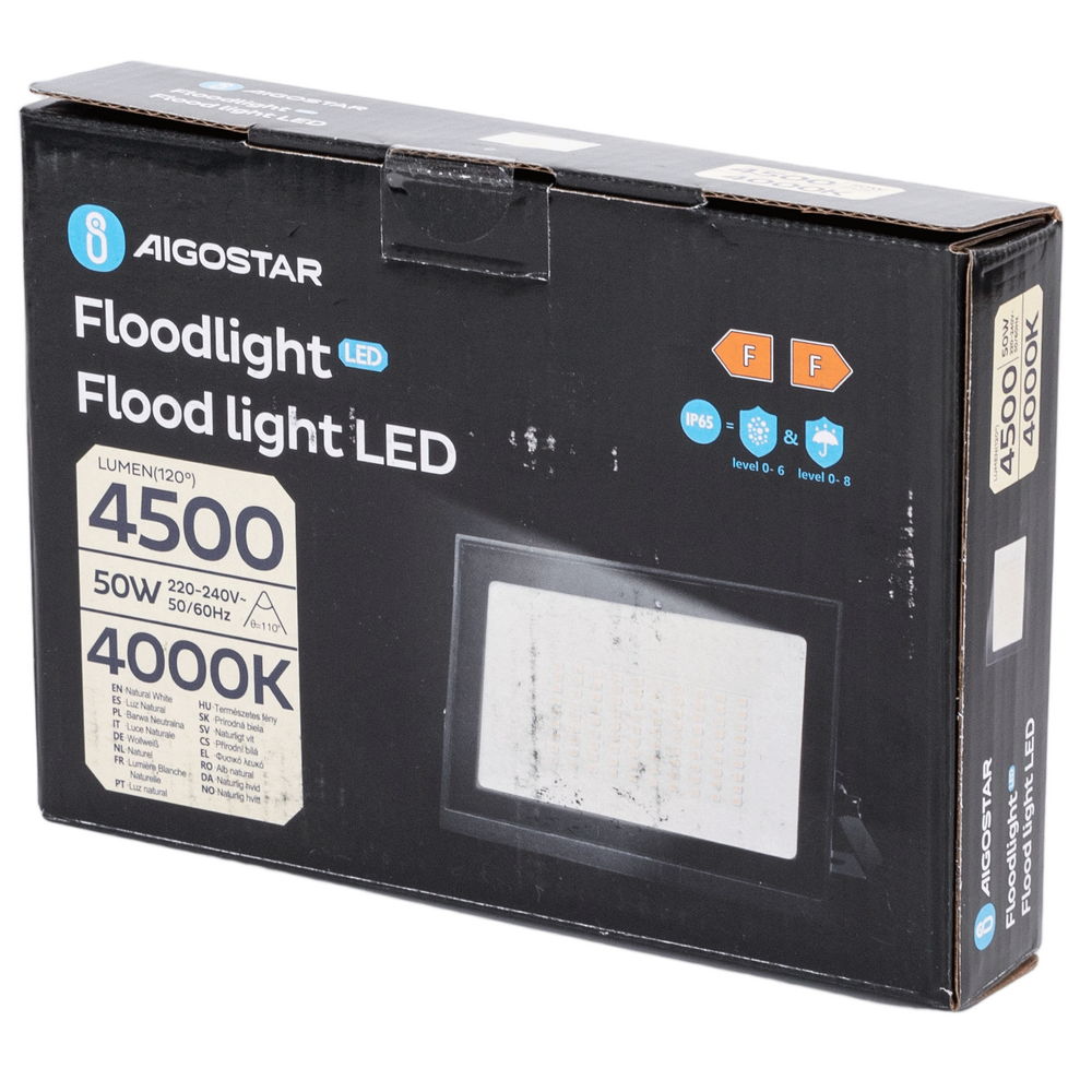 Faro proiettore Led Slim 50W Nero da esterno IP65 Bianco neutro 4000K Aigostar - Foto 4