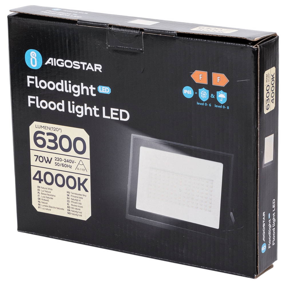 Faro proiettore Led Slim 70W Nero da esterno IP65 Bianco neutro 4000K Aigostar - Foto 4