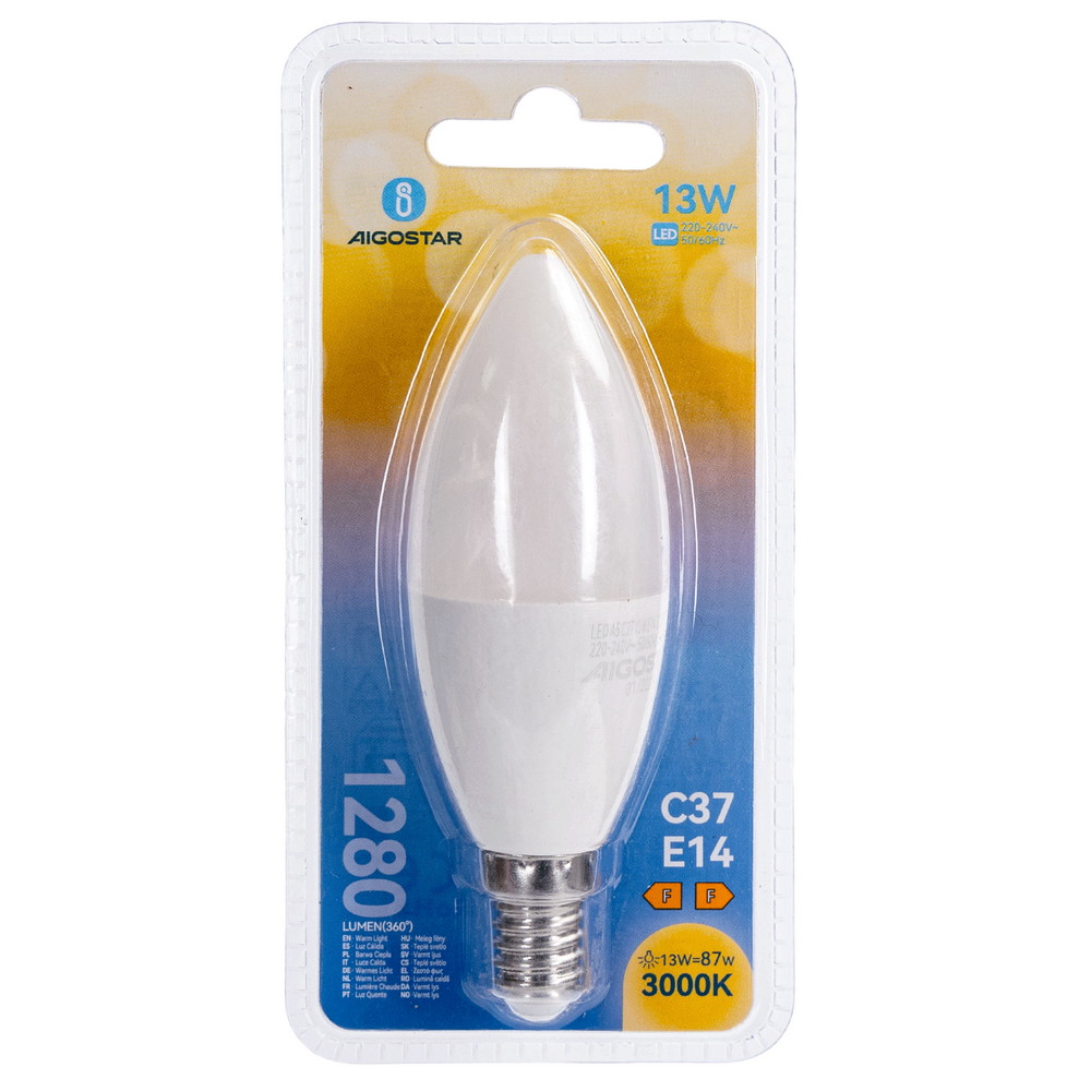 Lampadina Led E14 C37 a oliva 13W Bianco caldo 3000K Aigostar - immagine 4