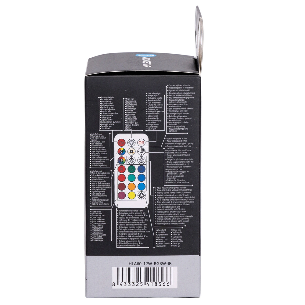 Lampadina Led E27 A60 a bulbo 12W RGB + Bianco caldo 3000K con telecomando Aigostar - immagine 6