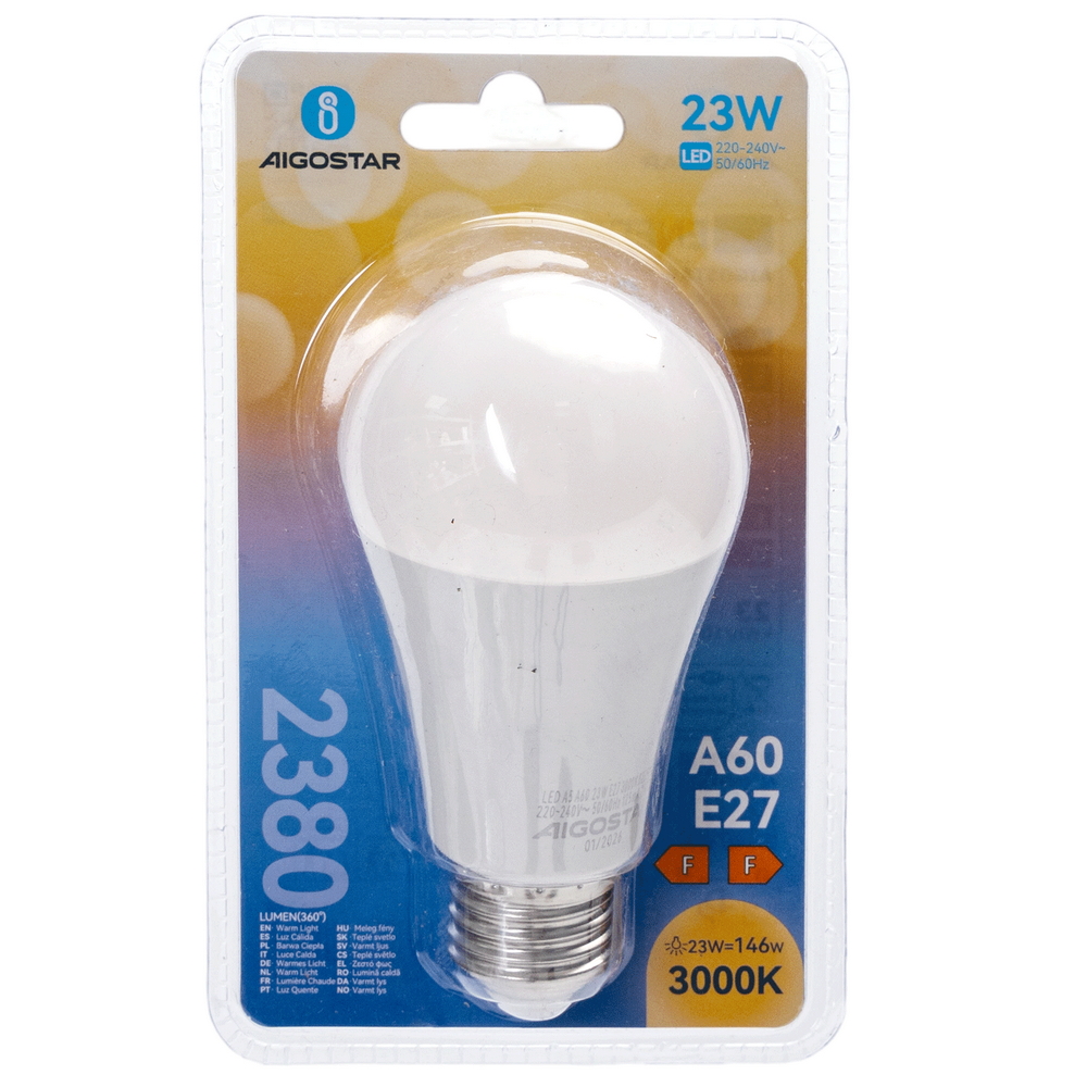 Lampadina Led E27 A60 a bulbo 23W Bianco caldo 3000K Aigostar - immagine 3