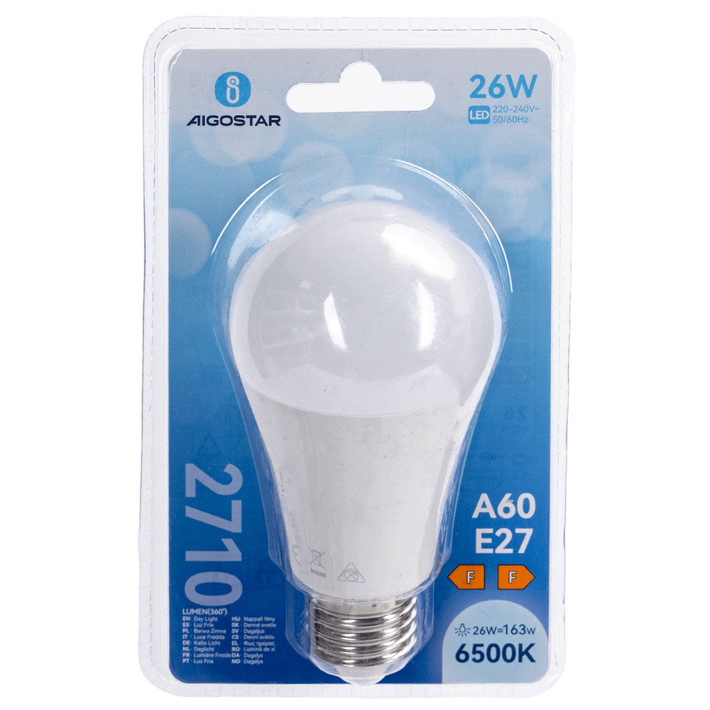 Lampadina Led E27 A60 a bulbo 26W Bianco freddo 6500K Aigostar - immagine 4