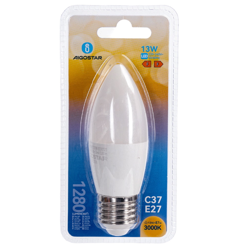 Lampadina Led E27 C37 a oliva 13W Bianco caldo 3000K Aigostar - immagine 4