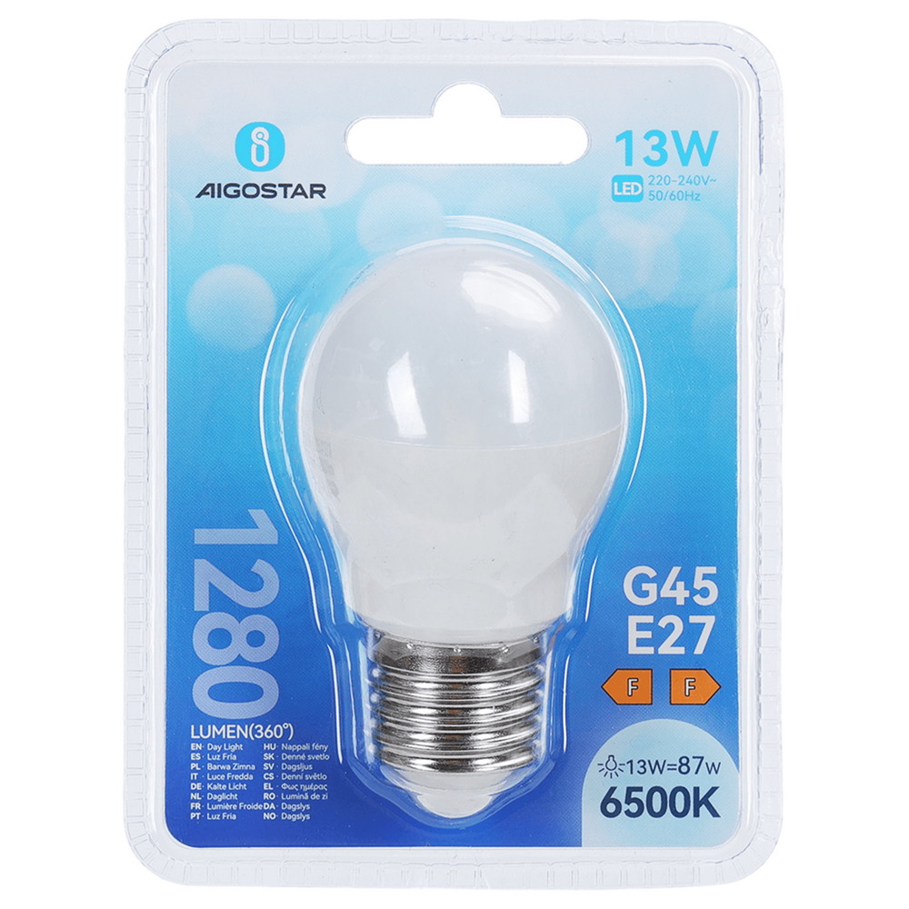 Lampadina Led E27 G45 a sfera 13W Bianco freddo 6500K Aigostar - immagine 4
