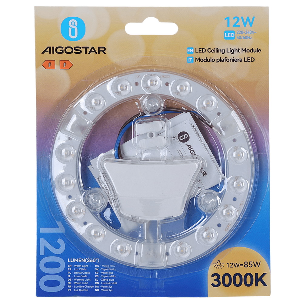 Modulo Led 12W per plafoniere e lampadari calamitato Bianco caldo 3000K Aigostar - immagine 5