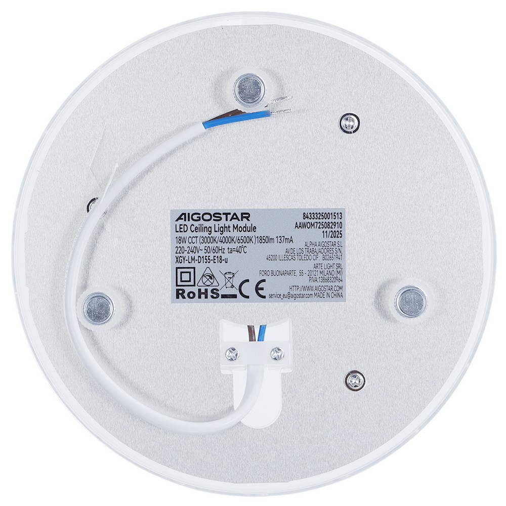 Modulo Led 18W per plafoniere e lampadari calamitato CCT temperatura colore regolabile Aigostar - immagine 3