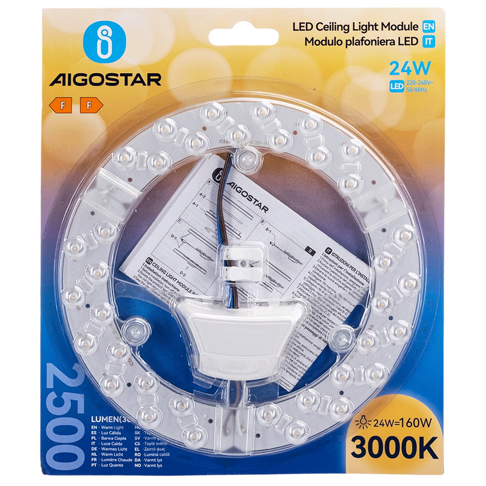 Modulo Led 24W per plafoniere e lampadari calamitato Bianco caldo 3000K Aigostar - immagine 5