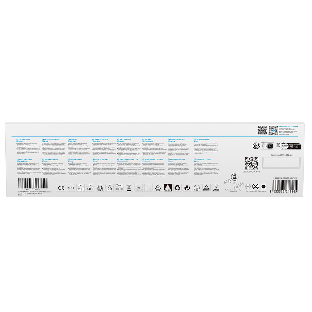 Pannello Led 50W 120x30cm Cornice bianca rettangolare Bianco freddo 6500K Aigostar - immagine 5