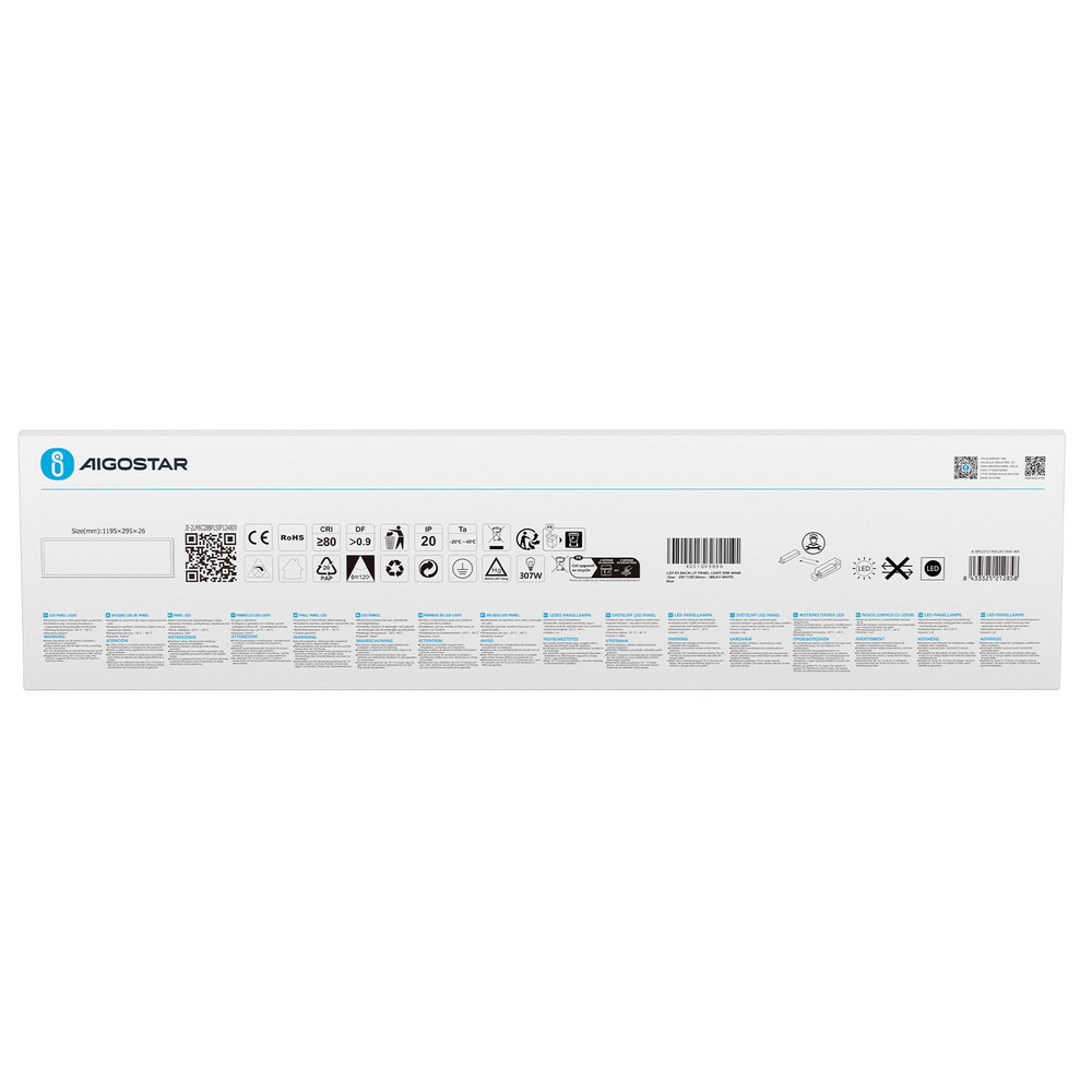 Pannello Led 50W 120x30cm Cornice bianca rettangolare Bianco neutro 4000K Aigostar - immagine 5