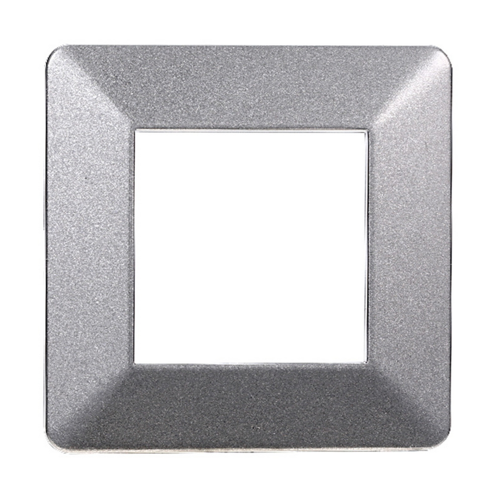 Foto principale Placca 2 moduli 502 in plastica argento compatibile anche con Vimar Plana