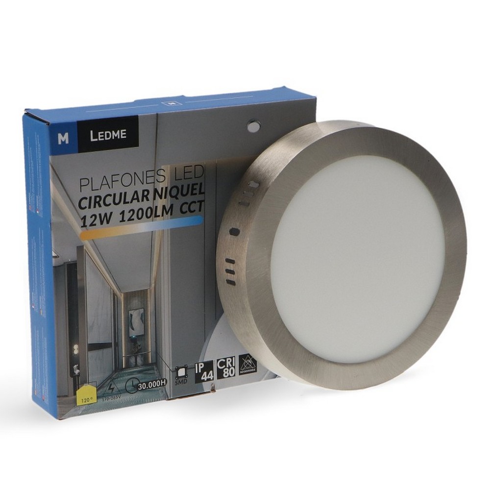 Plafoniera Led 12W Nickel Rotonda Grigia CCT temperatura colore regolabile M LEDME - immagine 3