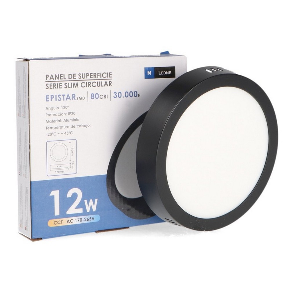 Plafoniera Led 12W Serie Pro Rotonda Nero CCT temperatura colore regolabile M LEDME - immagine 3
