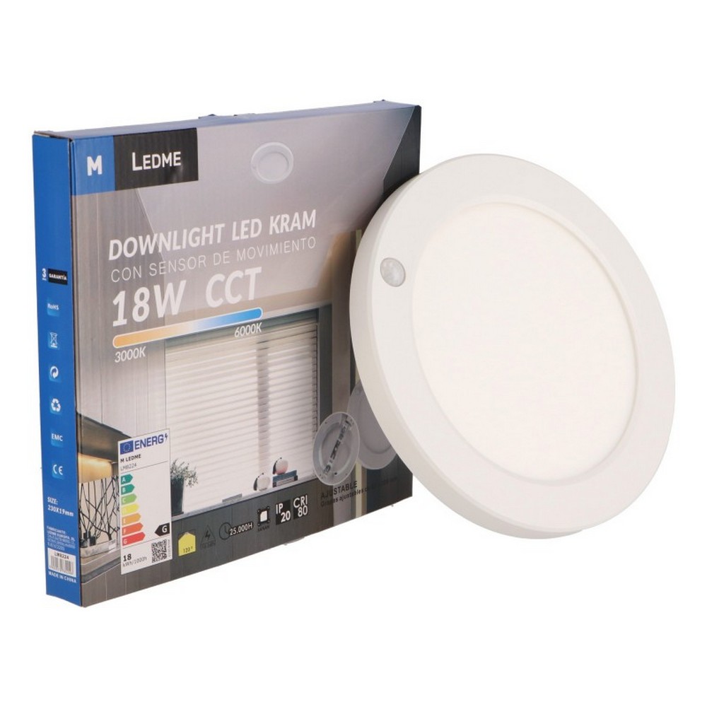 Plafoniera Led 18W Cornice bianca rotonda CCT temperatura colore regolabile Kram M LEDME - immagine 3