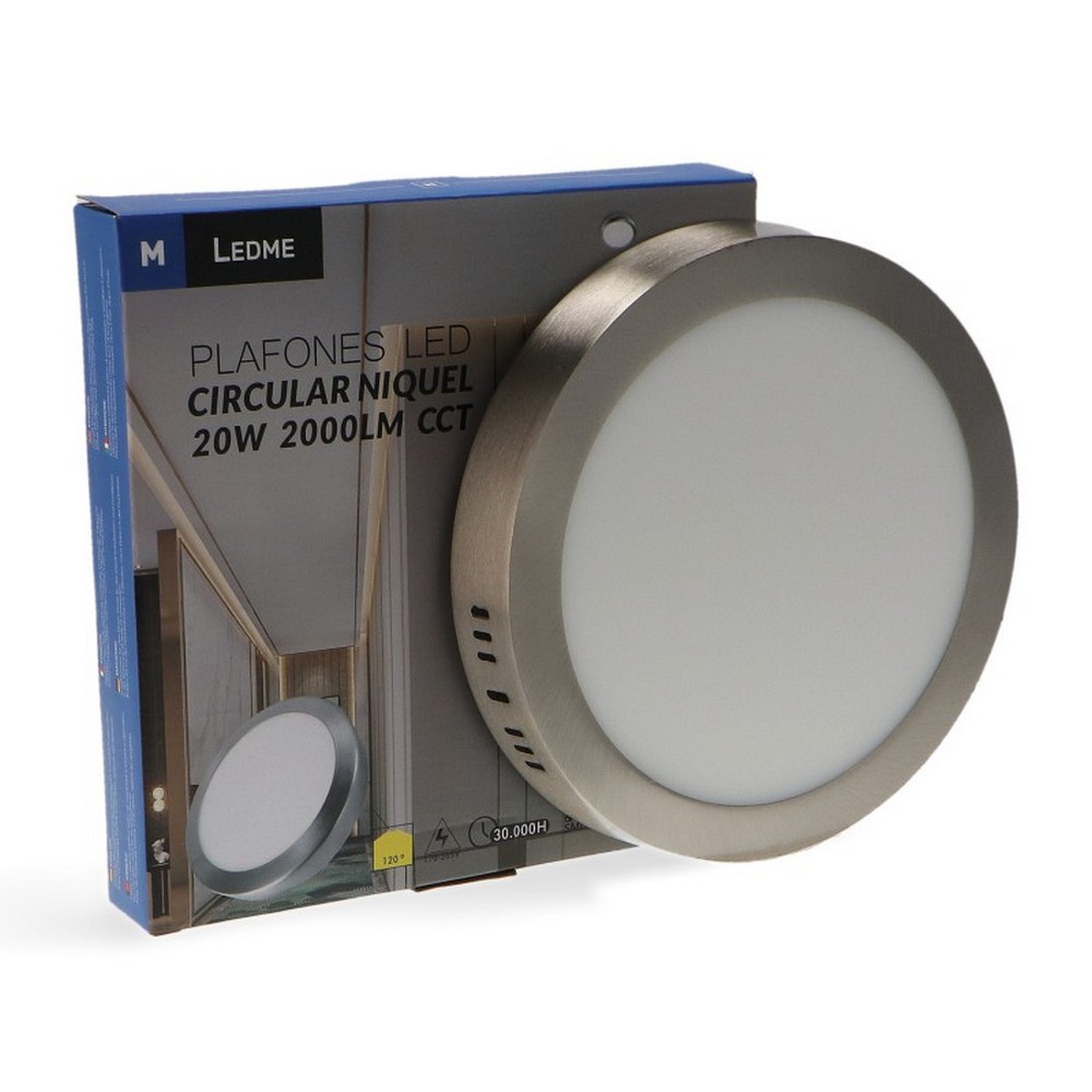 Plafoniera Led 20W Nickel Rotonda Grigia CCT temperatura colore regolabile M LEDME - immagine 3