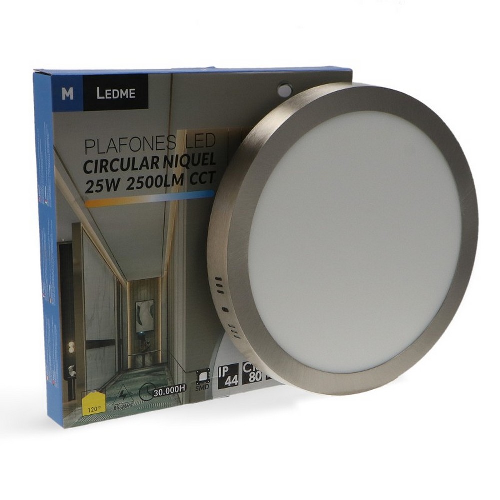 Plafoniera Led 25W Nickel Rotonda Grigia CCT temperatura colore regolabile M LEDME - immagine 3