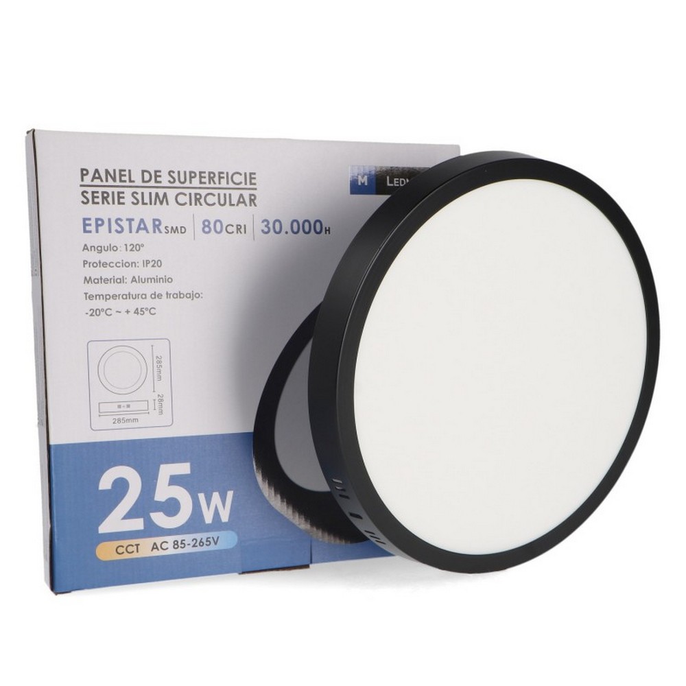 Plafoniera Led 25W Serie Pro Rotonda Nero CCT temperatura colore regolabile iSG Lighting - immagine 3