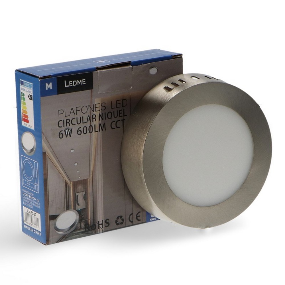Plafoniera Led 6W Nickel Rotonda Grigia CCT temperatura colore regolabile M LEDME - immagine 3