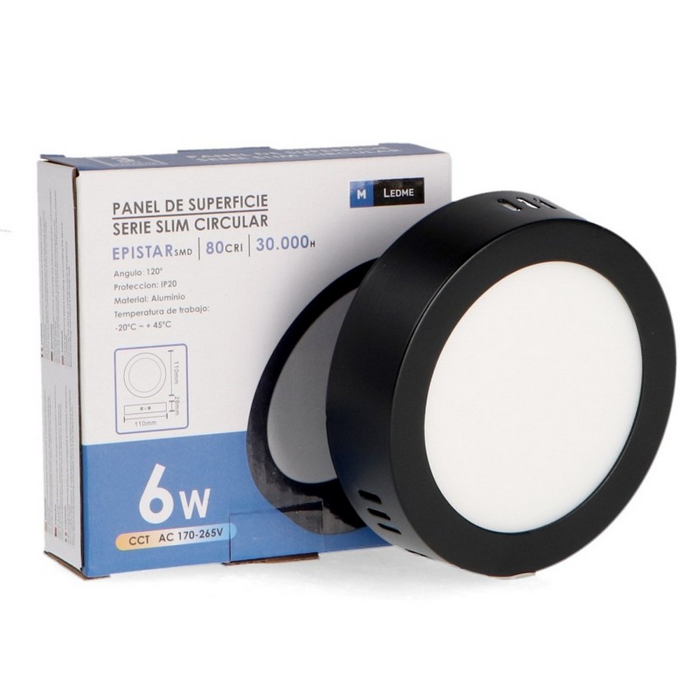 Plafoniera Led 6W Serie Pro Rotonda Nera CCT temperatura colore regolabile M LEDME - immagine 3