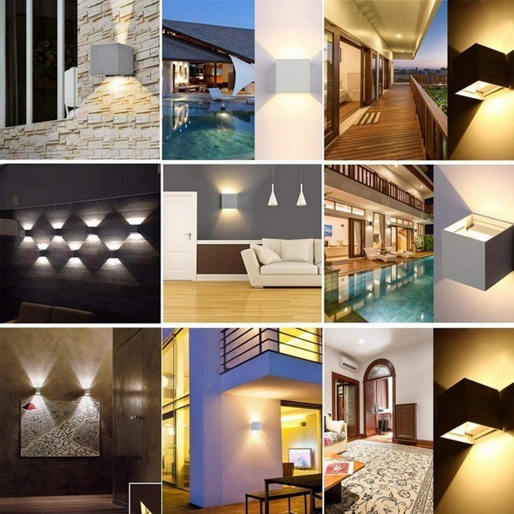 Applique Led cubo da parete 6W Doppia emissione Bianco IP65 Bianco freddo 6500K Wisdom - Foto 4