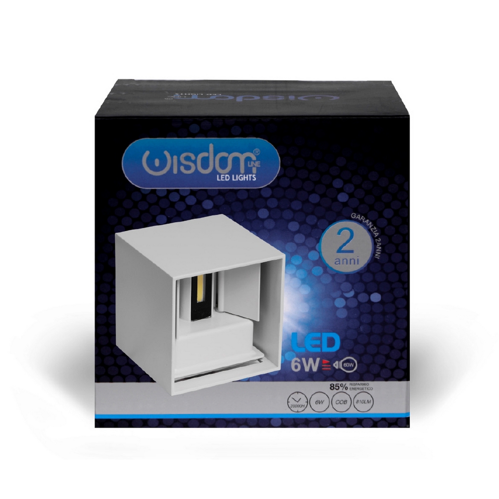 Applique Led cubo da parete 6W Doppia emissione Bianco IP65 Bianco freddo 6500K Wisdom - Foto 6