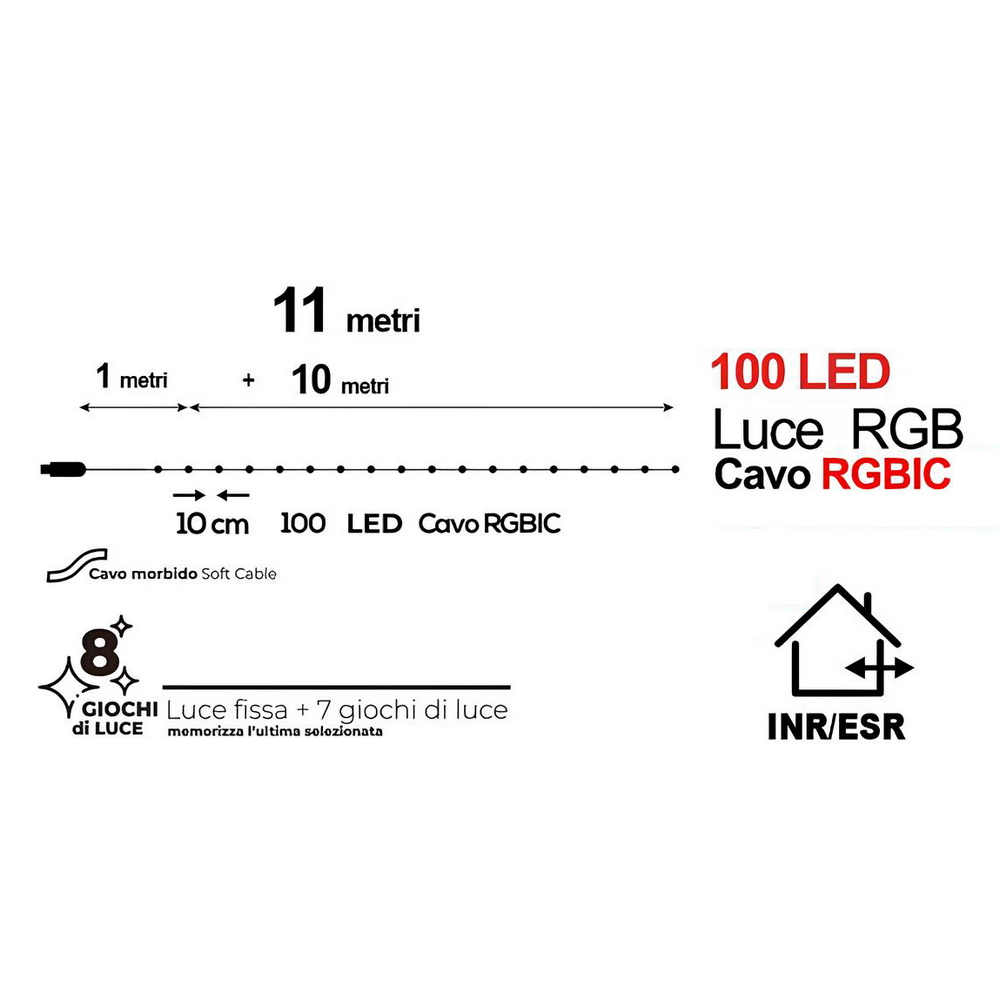 Catena di luci Led Smart 6 metri 100 Led sferette RGBIC Bluetooth USB con telecomando Wisdom - Foto 2