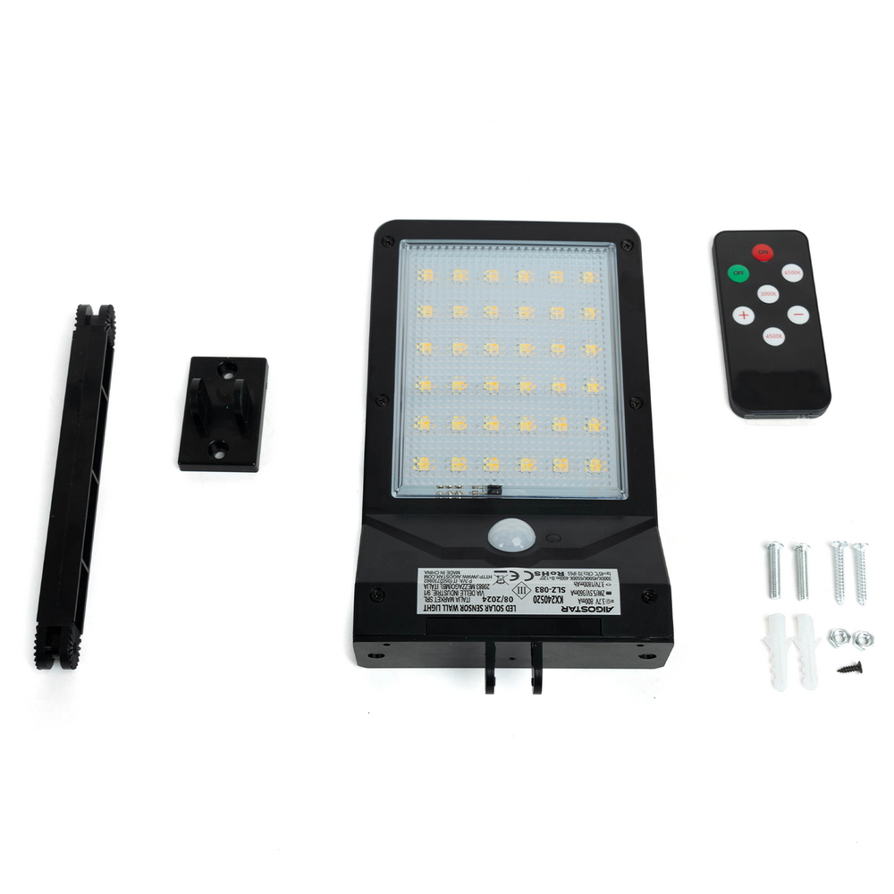 Faro Led 40W Nero con pannello solare IP65 Bianco freddo 6500K con staffa sensore crepuscolare e di movimento Aigostar - Foto 1