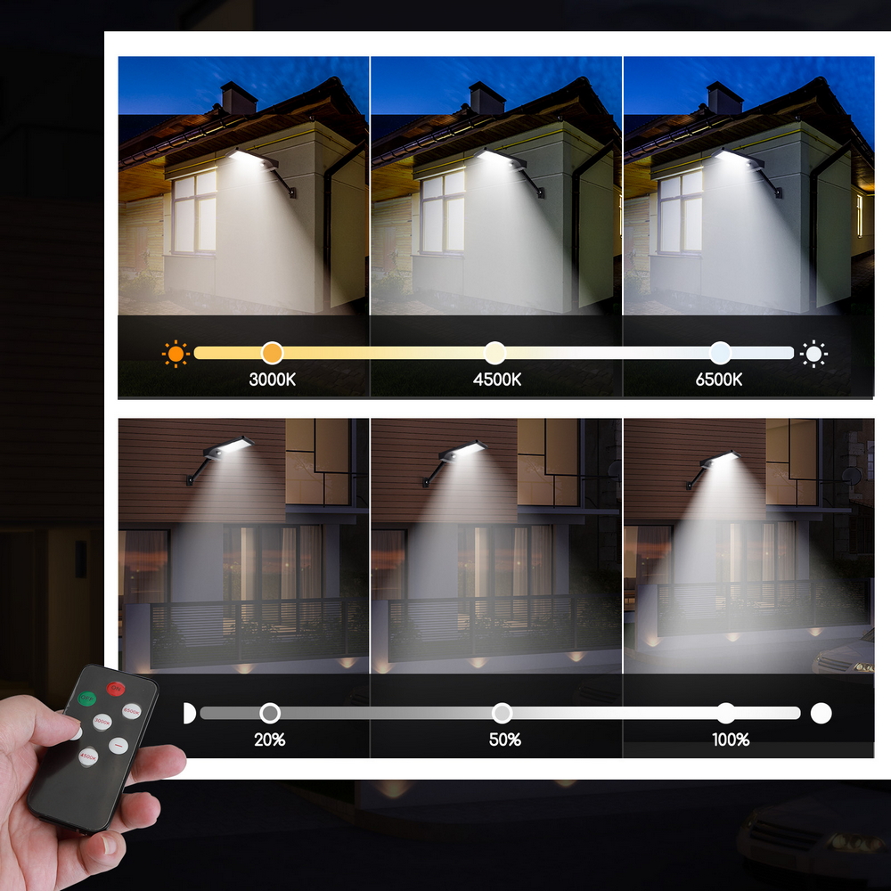 Faro Led 40W Nero con pannello solare IP65 Bianco freddo 6500K con staffa sensore crepuscolare e di movimento Aigostar - Foto 6