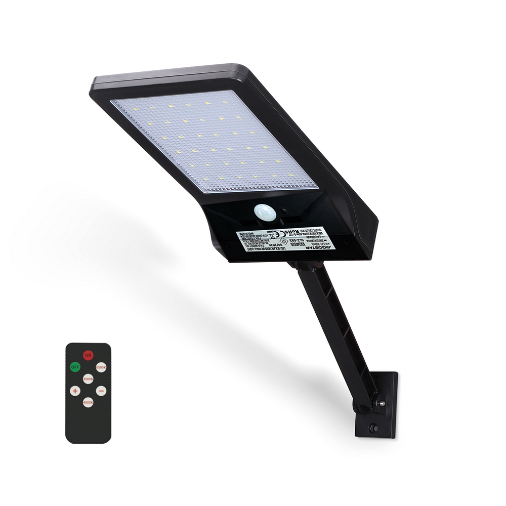 Foto principale Faro Led 40W Nero con pannello solare IP65 Bianco freddo 6500K con staffa sensore crepuscolare e di movimento Aigostar