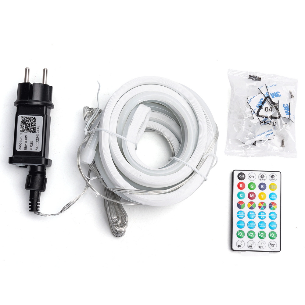 Striscia Led Digitale Smart Neon Flex 5V 10W 3 metri IP44 RGBIC con telecomando Aigostar - Foto 1