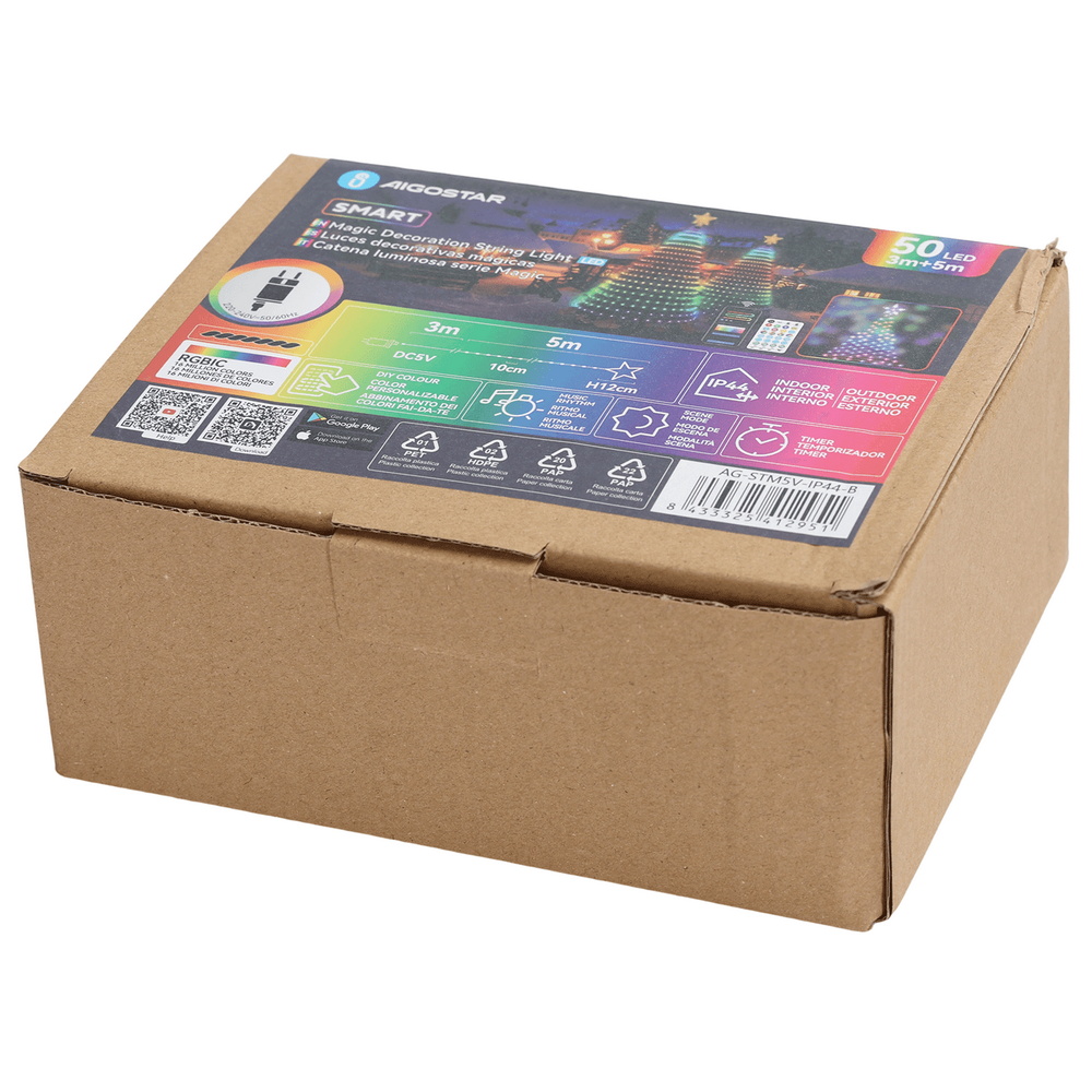 Striscia Led Digitale Smart Neon Flex 5V 10W 3 metri IP44 RGBIC con telecomando Aigostar - Foto 5