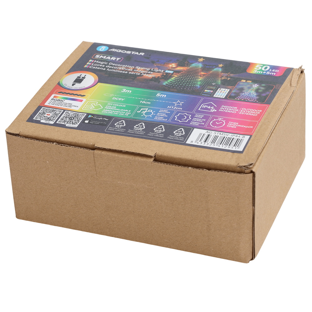 Striscia Led Digitale Smart Neon Flex 5V 10W 5 metri IP44 RGBIC con telecomando Aigostar - Foto 4