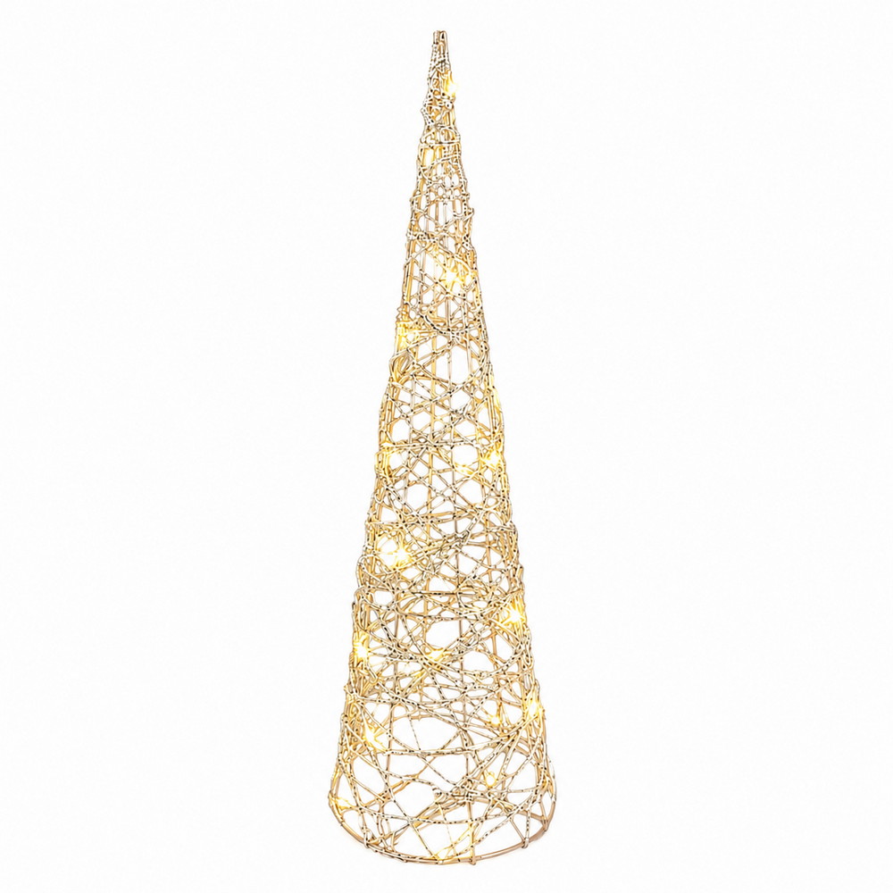 Albero luminoso a cono filo oro 40cm 20 Led Bianco Caldo a batteria Mercury Home - Foto 1