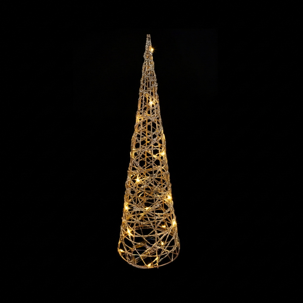 Foto principale Albero luminoso a cono filo oro 40cm 20 Led Bianco Caldo a batteria Mercury Home